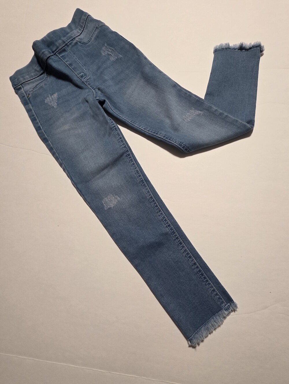 7/8 Girls' Slim Frayed Hem Jeans - Light Blue